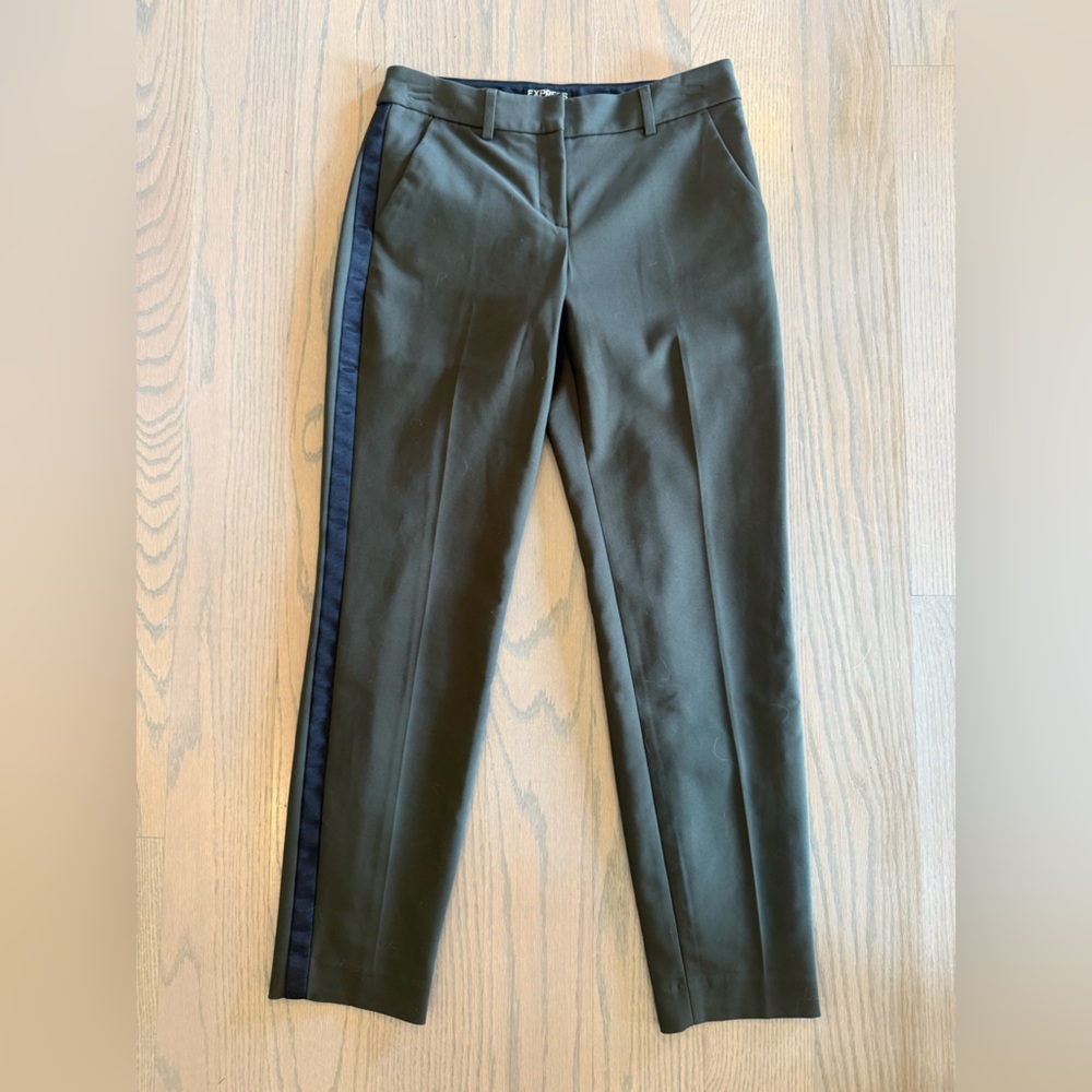 Express Columnist Olive Trousers with Black Stripe Detail
